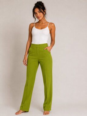 Kasper Womens Dress Pants Size 6 Lime Green Career Ankle Cropped Trousers